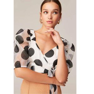 BNWT KEEPSAKE Alibi Top in Porcelain and Black Sz Small RRP$165